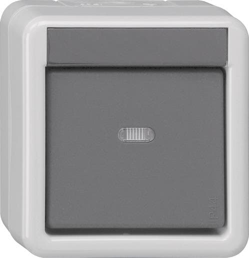 GIRA 515130 Taster-BA 1fach Kontroll- fenster+ 1-Punkt KNX WG AP IP44 Grau