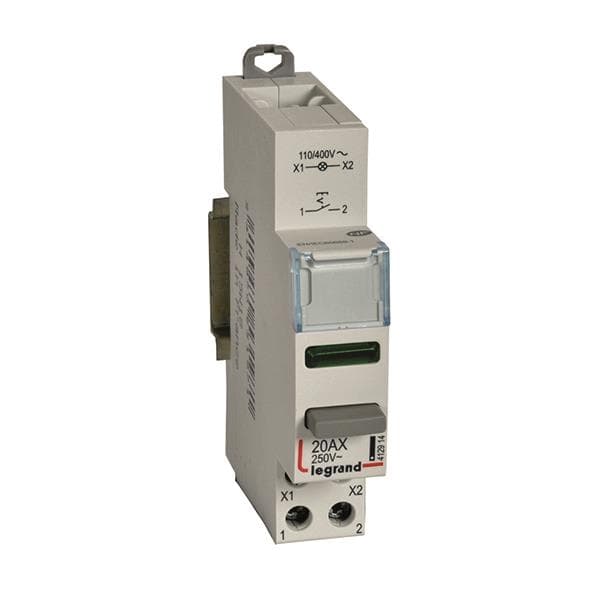 Legrand 412914 CX3 Druckschalter 20A 1S+LED grün 110/400VAC/DC AC-12 1TE