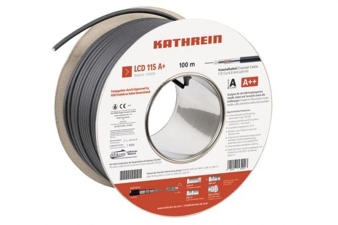 KATH Koaxialkabel 100m LCD 115 A+/100 Ring halogenfrei schwarz (Inhalt 100 Stück)
