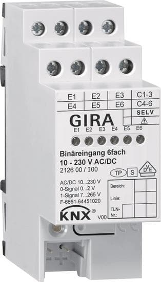 GIRA 212600 Binäreingang 6fach 10-230V AC/DC KNX REG