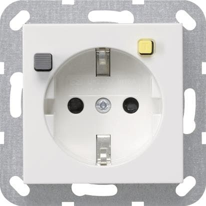 GIRA 267703 FI-Schutzsteckdose 30mA m.Shutter System 55 Reinweiß glänzend
