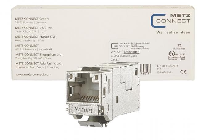 Metz E-DAT modul Cat.6A K Jack 130910KZ Keystone VPE=(12 Stück) (Inhalt 12 Stück)