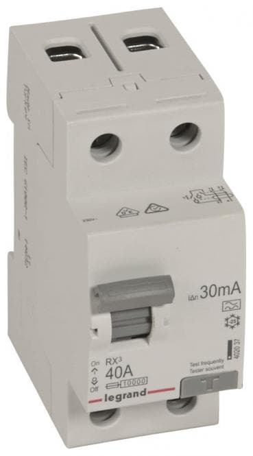 Legrand 402037 RX3 Fi-Schalter 40A 2-polig 30mA Typ A 230VAC 2TE