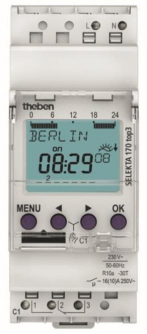 THEB Zeitschaltuhr digital SEL170top3 Astro 24H/7T mit Gangreserve 1K