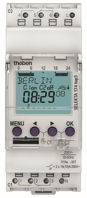 THEB Zeitschaltuhr digital SEL174top3 Astro 24H/7T mit Gangreserve 2K