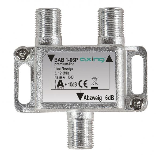 AXING 1fach Abzweiger 6dB BAB 1-06P 5-1218MHz brummentkoppelt Kl.A+ Vodafone