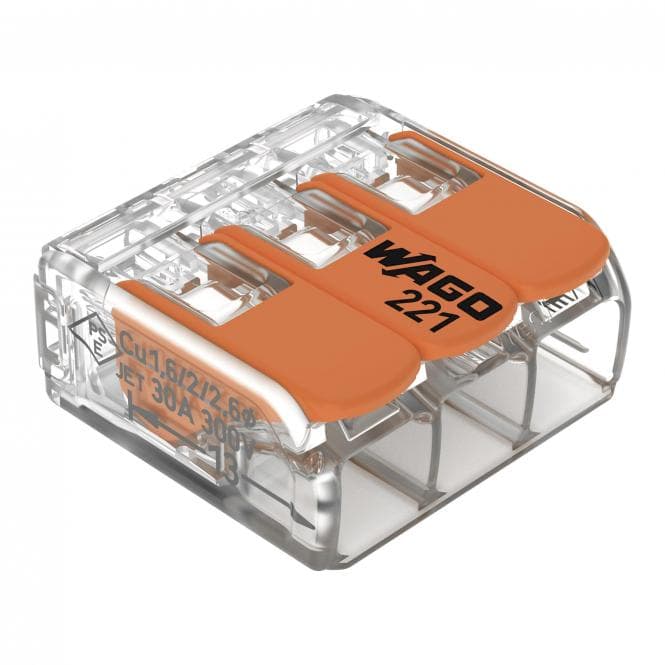 WAGO 221-613 COMPACT-Verbindungsklemme, für alle Leiterarten,max. 6 mm² (Inhalt 30 Stück)