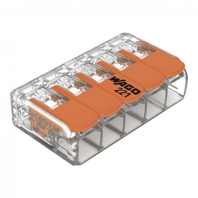 WAGO 221-615 COMPACT-Verbindungsklemme, für alle Leiterarten,max. 6 mm² (Inhalt 15 Stück)
