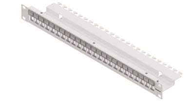 EasyLan fixLink Panel 19 24 Port leer RAL 7035iinkl.Beschriftungsfeld Keystone
