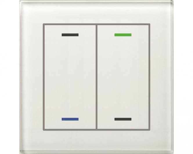 MDT BE-GTL2TW.01 Glastaster II Light 2fach RGB-W Temp.sensor Weiß Neutral