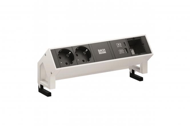 Bachmann DESK2 2xCEE7/3 1xUSB 902.935 A&C 22W 1xCM 0,2m GST18 RAL9010