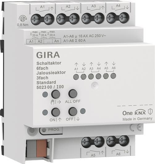 GIRA 502300 Schalt-/Jalousieaktor 6/3f 16A Standard OneKNX REG