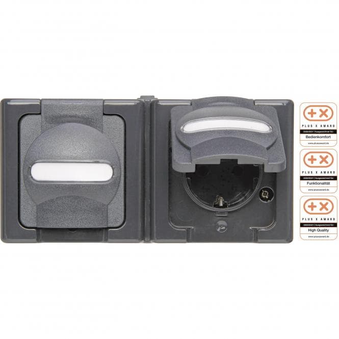 Kopp APWG Blue Electric 1312.1500.3 Schuko-Steckdose 2fach waagerecht anthr.