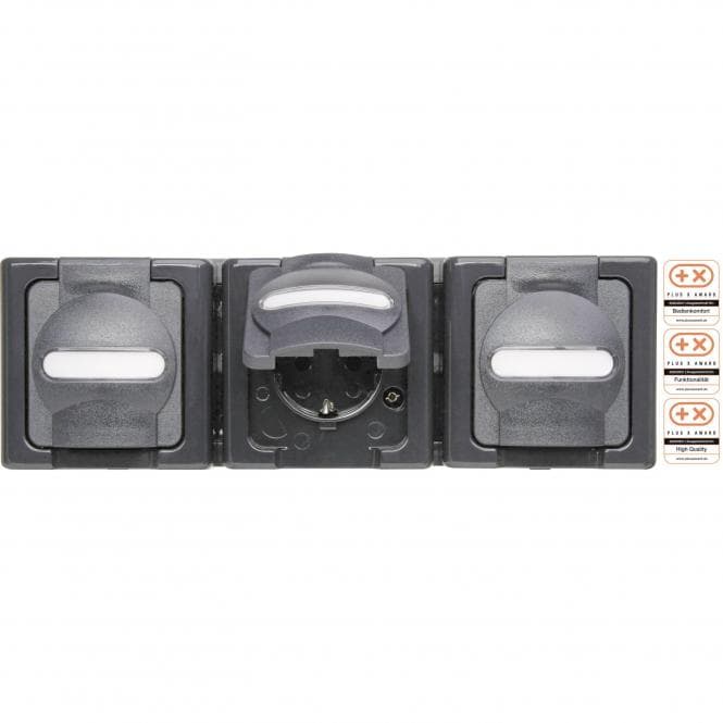 Kopp BLUE ELECTRIC SCHUKO 131315006 Steckdose m. Klappdeckel, 3fach