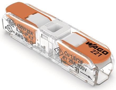 WAGO 221-2401 Durchgangsverbinder mit Hebel,für alle Leiterarten (Inhalt 60 Stück)