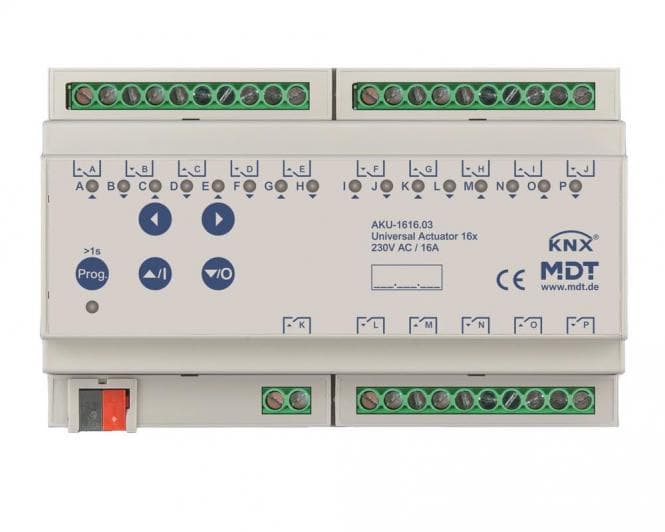 MDT AKU-1616.03 Universalaktor 16fach 8TE REG 16A 230VAC 100F 15EVG