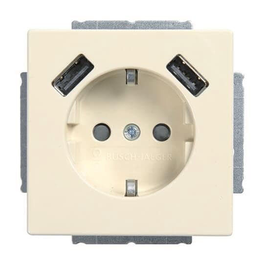 BJ Schuko/USB Steckdos 20 EUCB2USB-82 solo Busch-USB-Ladestation ews