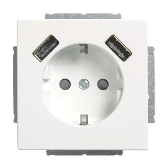 BJ Schuko/USB Steckdose 20 EUCB2USB-84 solo Busch-USB-Ladestation studioweiß