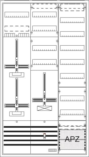 Striebel Komplettschrank APZ DA39CY 3-Punkt 2 Zähler + 1 TSG + 1 VT 1400x800