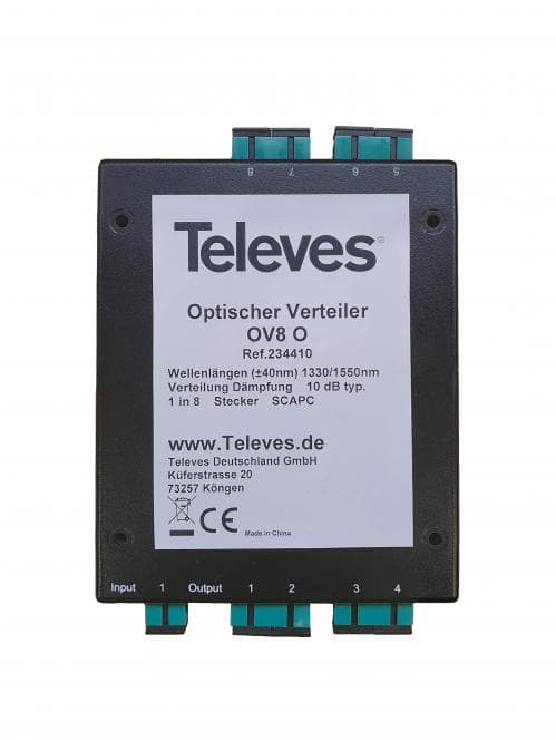 Televes Optischer 8-fach Verteiler OV8O Anschlüsse SC/APC -Buchsen