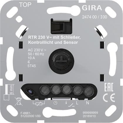 GIRA 247400 Raumtemperaturregler 230V Schließer Kontroll FBH Einsatz