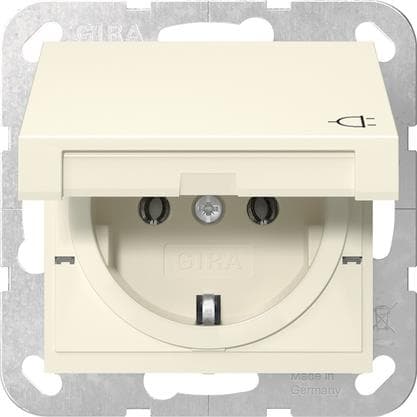 GIRA 445401 SCHUKO-Steckdose Klappdeckel System 55 Cremeweiß glänzend