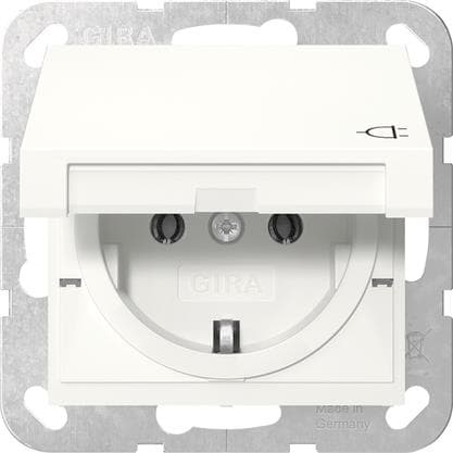 GIRA 445427 SCHUKO-Steckdose Klappdeckel System 55 Reinweiß seidenm.