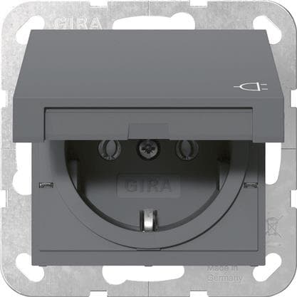 GIRA 445428 SCHUKO-Steckdose Klappdeckel System 55 Anthrazit