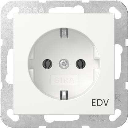 GIRA 445803 SCHUKO-Steckdose Aufdruck EDV System 55 Reinweiß glänzend