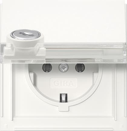 GIRA 456966 SCHUKO-Steckdose Klappdeckel Schloss gleich+BSF TX_44 Reinweiß
