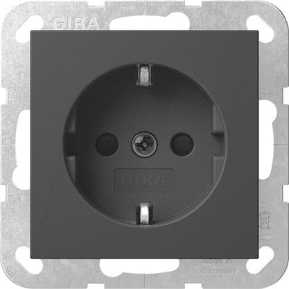 GIRA 4453005 SCHUKO-Steckdose m.Shutter System 55 Schwarz matt (lackiert)
