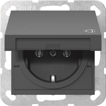 GIRA 4454005 SCHUKO-Steckdose Klappdeckel System 55 Schwarz matt(lack)