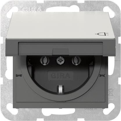 GIRA 4454600 SCHUKO-Steckdose Klappdeckel System 55 Edelstahl