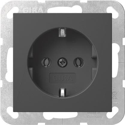GIRA 4466005 SCHUKO-Steckdose o.Krallen System 55 Schwarz matt (lackiert)