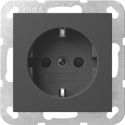 GIRA 4755005 SCHUKO-Steckdose m.Shutter o.Krallen System 55 Schwarz matt (lack.)