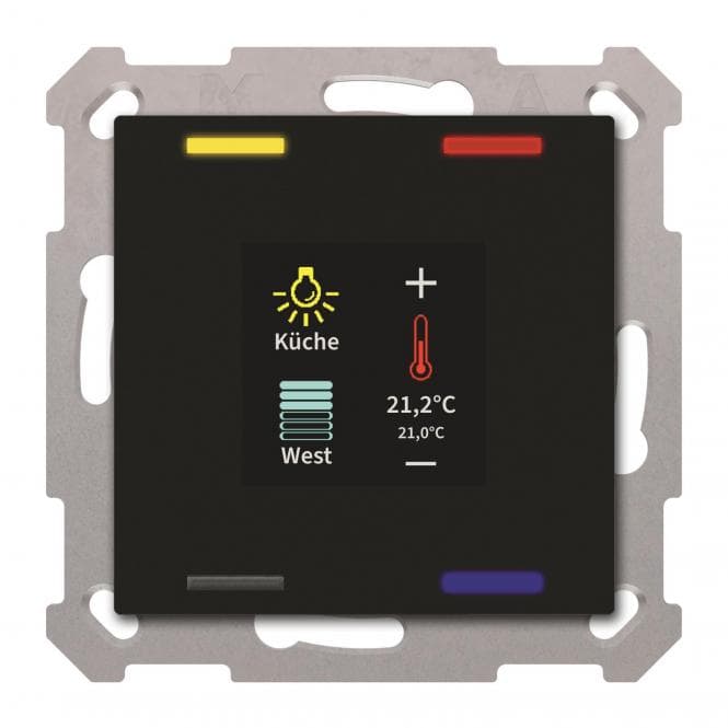 MDT BE-TAS55T406.01 KNX Taster Smart 55 4-f m.Farbdisplay u.T-/F-Sensor sw matt