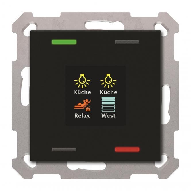MDT BE-TAS550406.01 KNX Taster Smart 55 4-fach mit Farb-display Schwarz matt