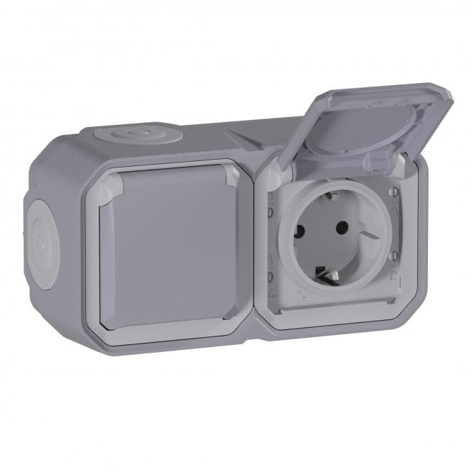 Legrand 069742L Plexo New FRAP IP44 Steckdose 2fach grau waagerecht