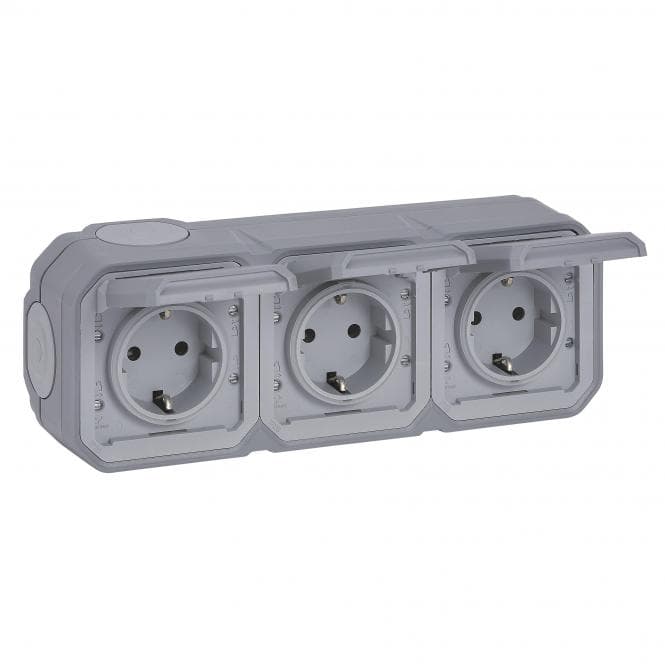Legrand 069743L Plexo New FRAP IP44 Steckdose 3fach grau waagerecht