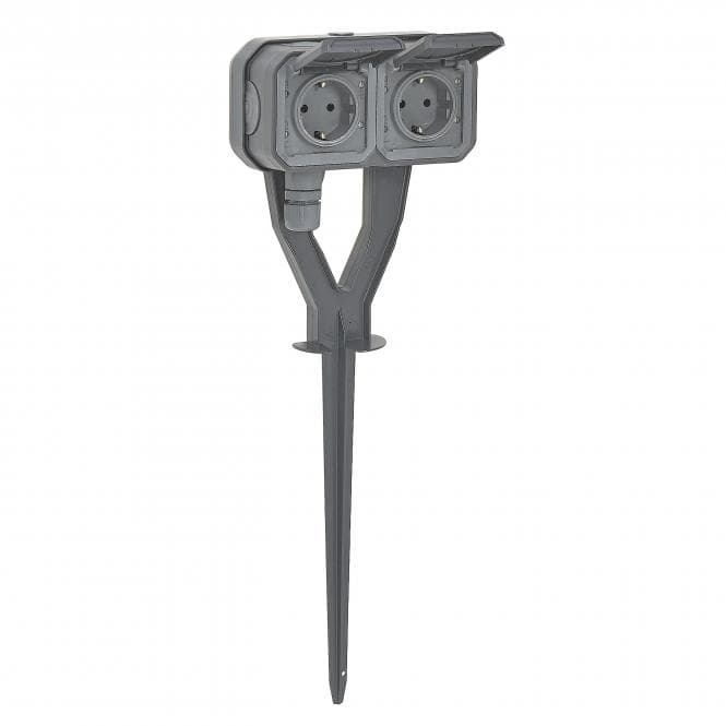 Legrand 069759L Plexo New Gartenpfahl Steckdose 2fach IP44 IK08 grau