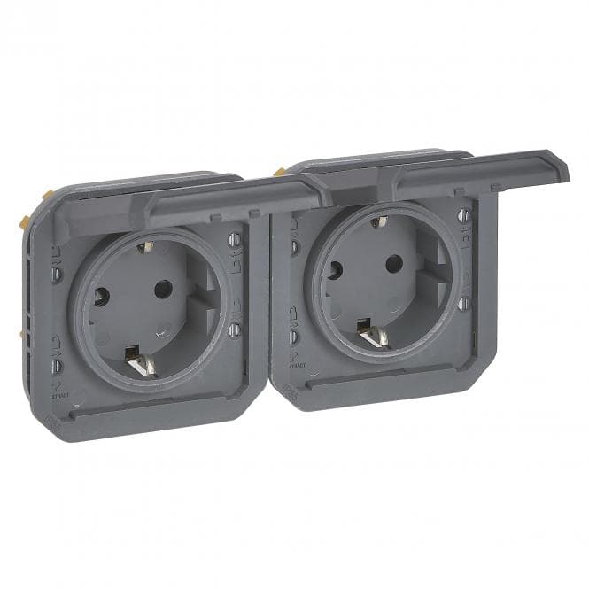 Legrand 069879L Plexo New Einsatz IP44 Steckdose 2f grau f. Einbau in Gehäuse