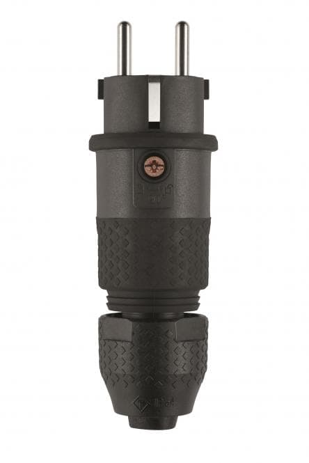 ABL Professional Stecker 100000068 schwarz mit schwarz gummierter Grifffl.