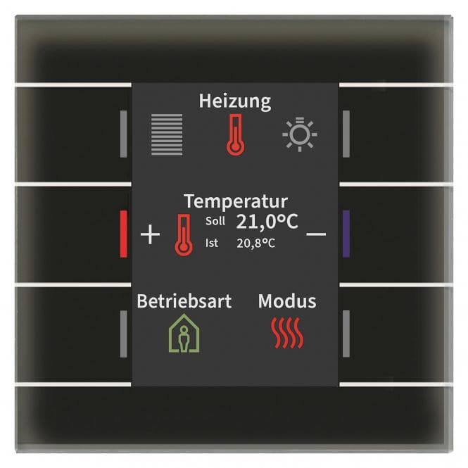 MDT BE-GT2TS.02S KNX Glastaster II Smart mit Farbdisplay und Temperatursensor sw