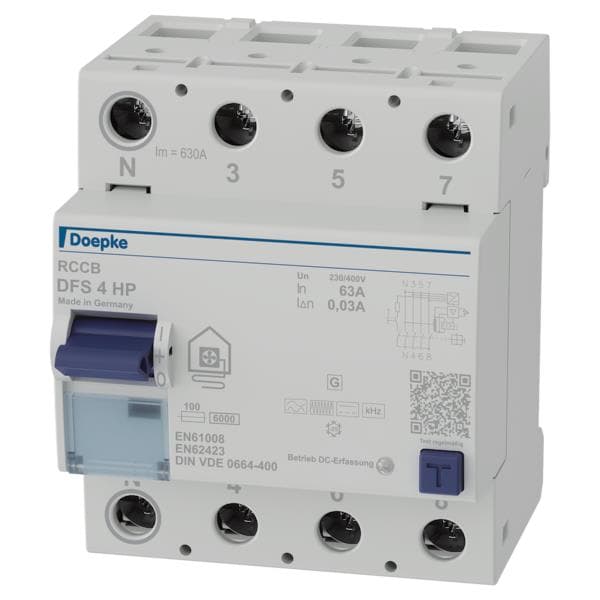 Doepke Fi-Schutzsch. DFS4 063-4/0,03-HP Allstromsensitiv 63A 0,03A N links