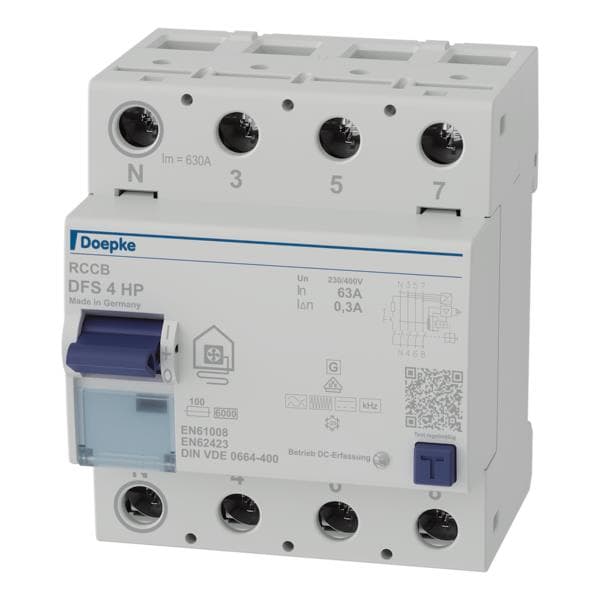 Doepke Fi-Schutzsch. DFS4 063-4/0,30-HP Allstromsensitiv 63A 0,3A N links