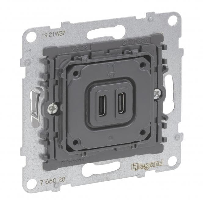 Legrand 765028 SEANO Einsatz 2f USB-Ladesteckdose Typ C+C m.Ladestrom 3