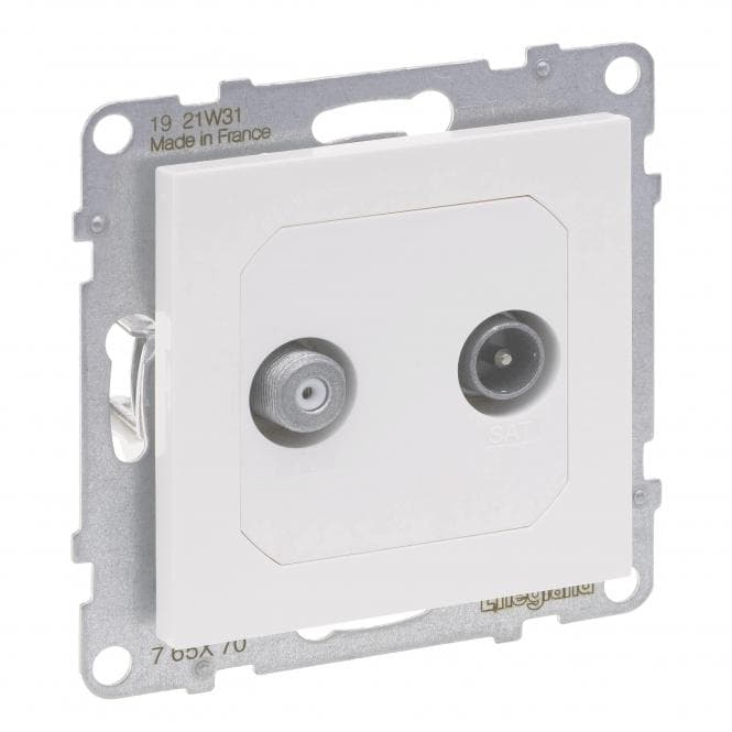 Legrand 765170 SEANO Einzeldose TV-SAT f 2 Kabel u.HD-TV Ultraweiß