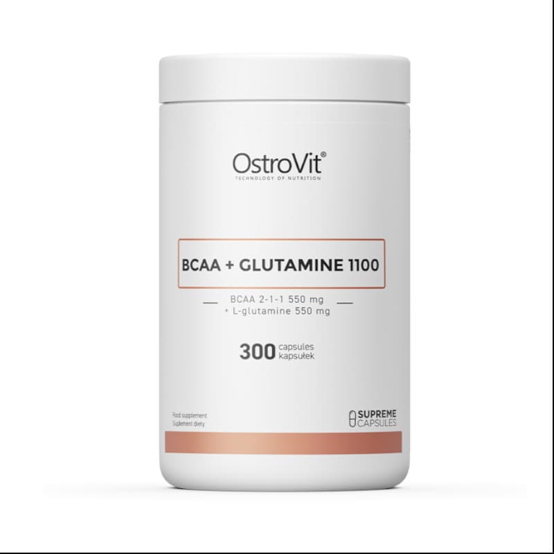 Aminokwasy BCAA + Glutamina Ostrovit BCAA+Glutamine 1100 300kaps