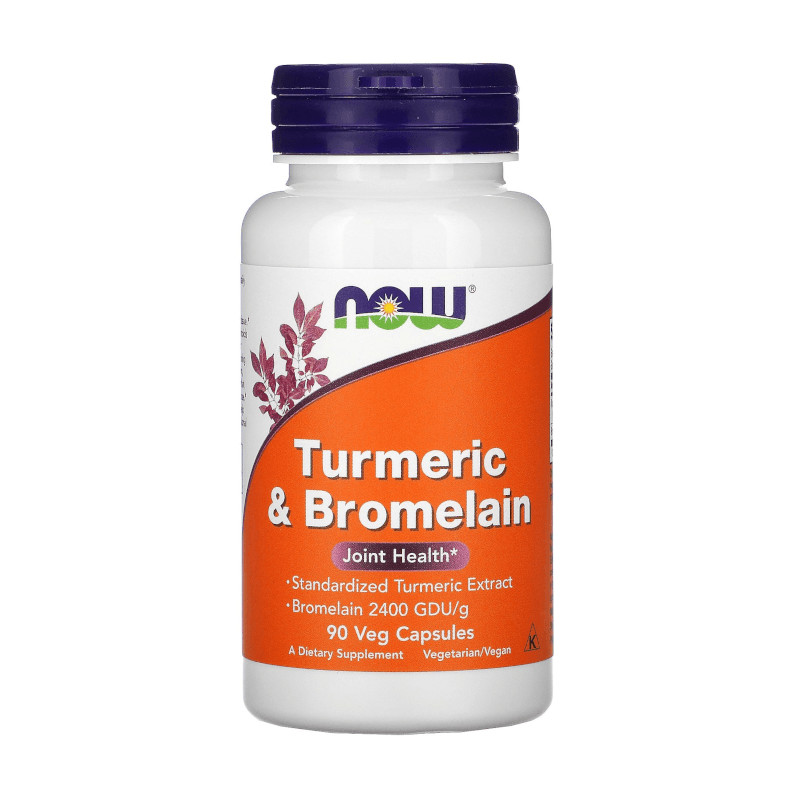 Regeneracja Stawów Kompleks Now Foods Turmeric &Bromelain 90vkaps