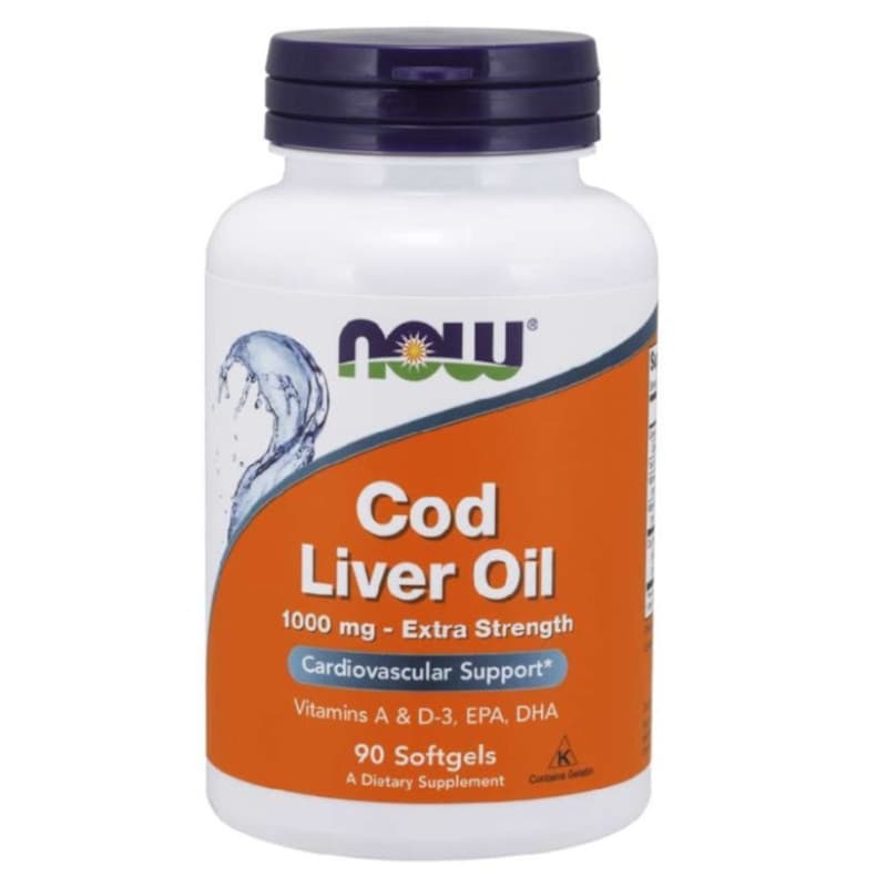 Kwasy Tłuszczowe Omega Now Foods Cod Liver Oil 1000mg 90softgels